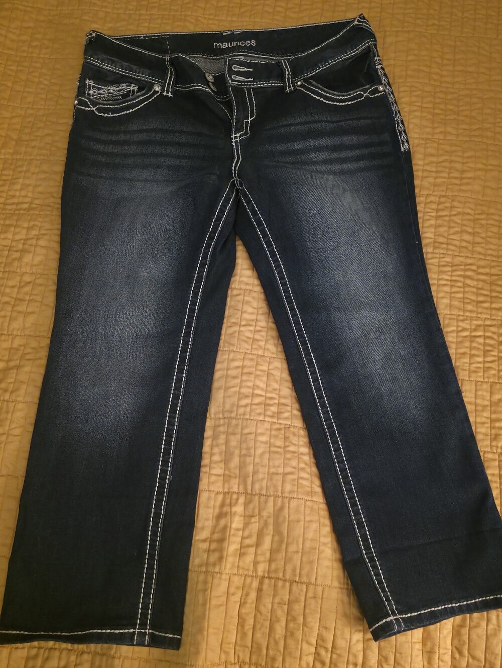 MAURICES Dark Indigo Cropped Jeans with Contrast Stitching, Size 11/12